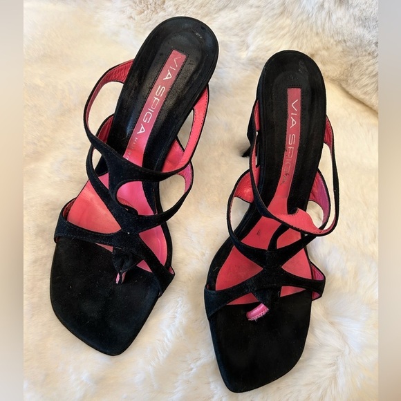 Via Spiga Black Strappy Sandals with Square Toe Sz-7N. N - Picture 7 of 9